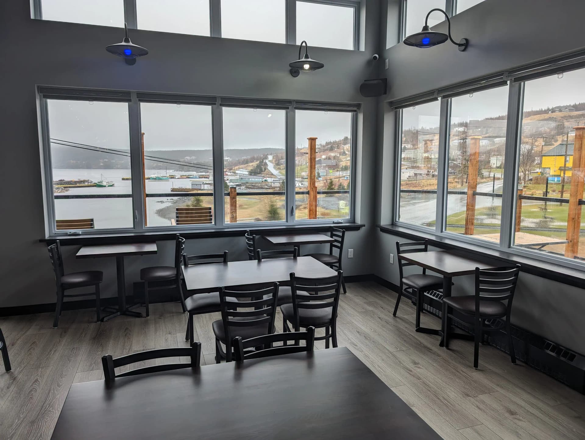 Inside view of Stone Ducky Restaurant with a patio view